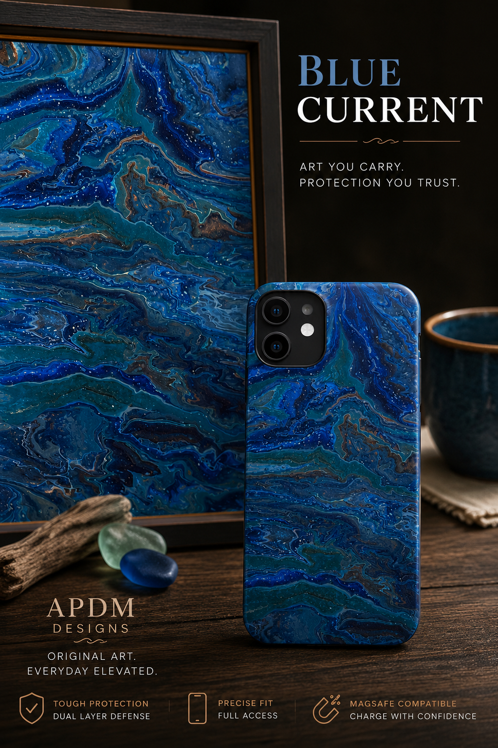 Blue Current Abstract Ocean-Inspired MagSafe® Tough Case for iPhone®