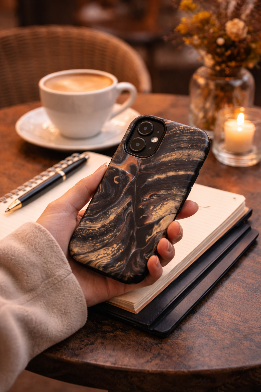 Onyx Undertow iPhone Case | Dark Marble MagSafe Tough Case | APDMDesigns