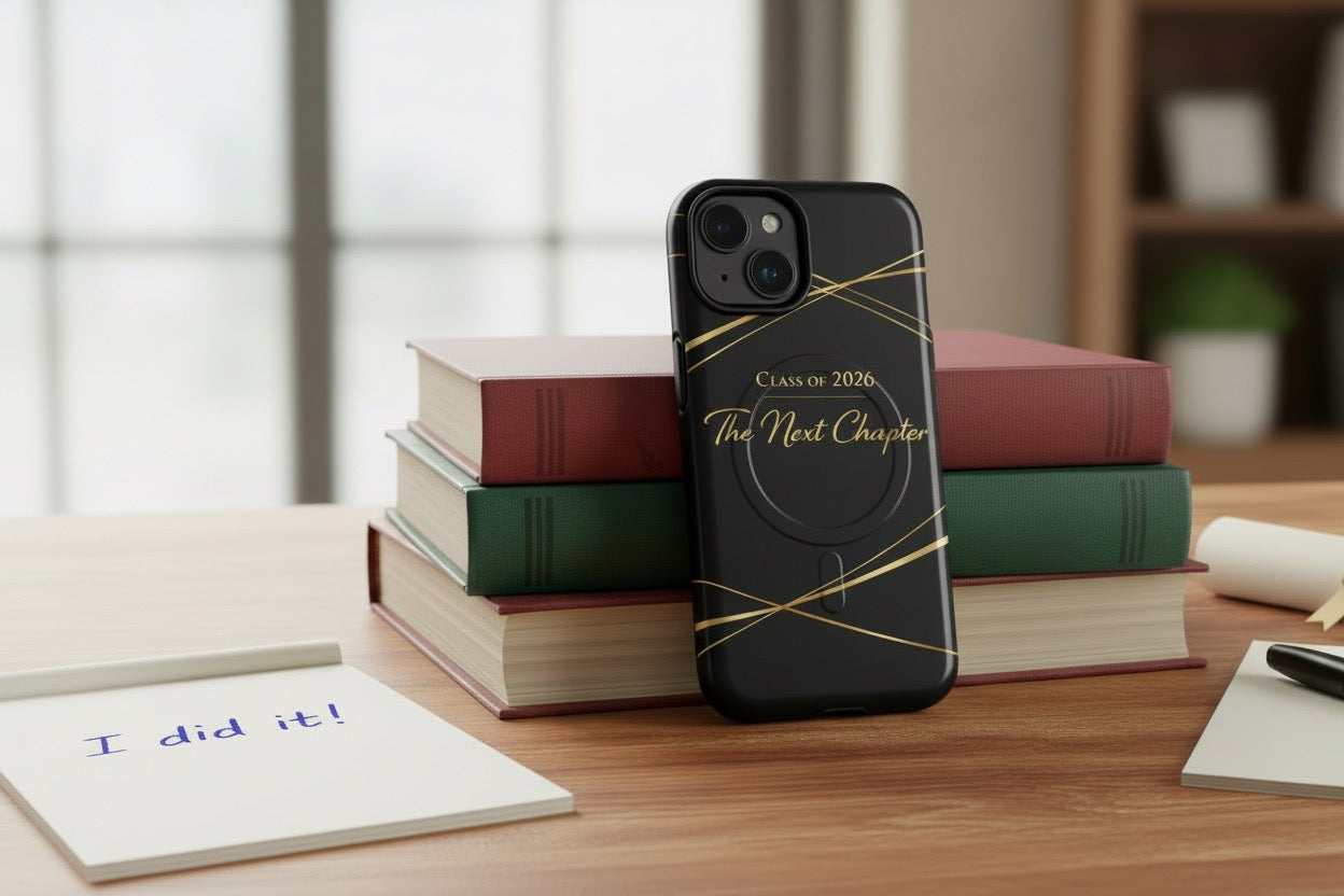 Class of 2026 Phone Case | Luxury Black & Gold Graduation Case | Minimalist Tough iPhone Case