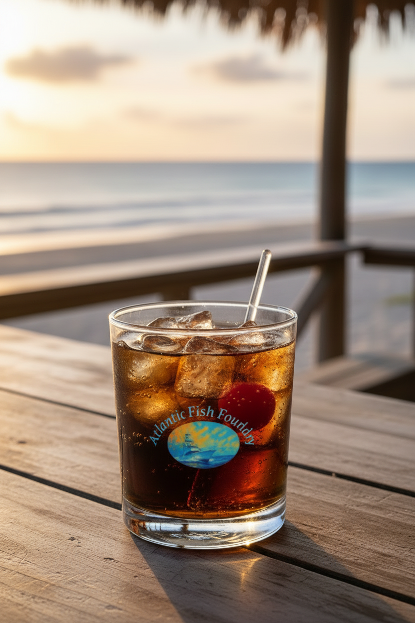 Atlantic Run Coastal Whisky Glass cherry inside shorter straw