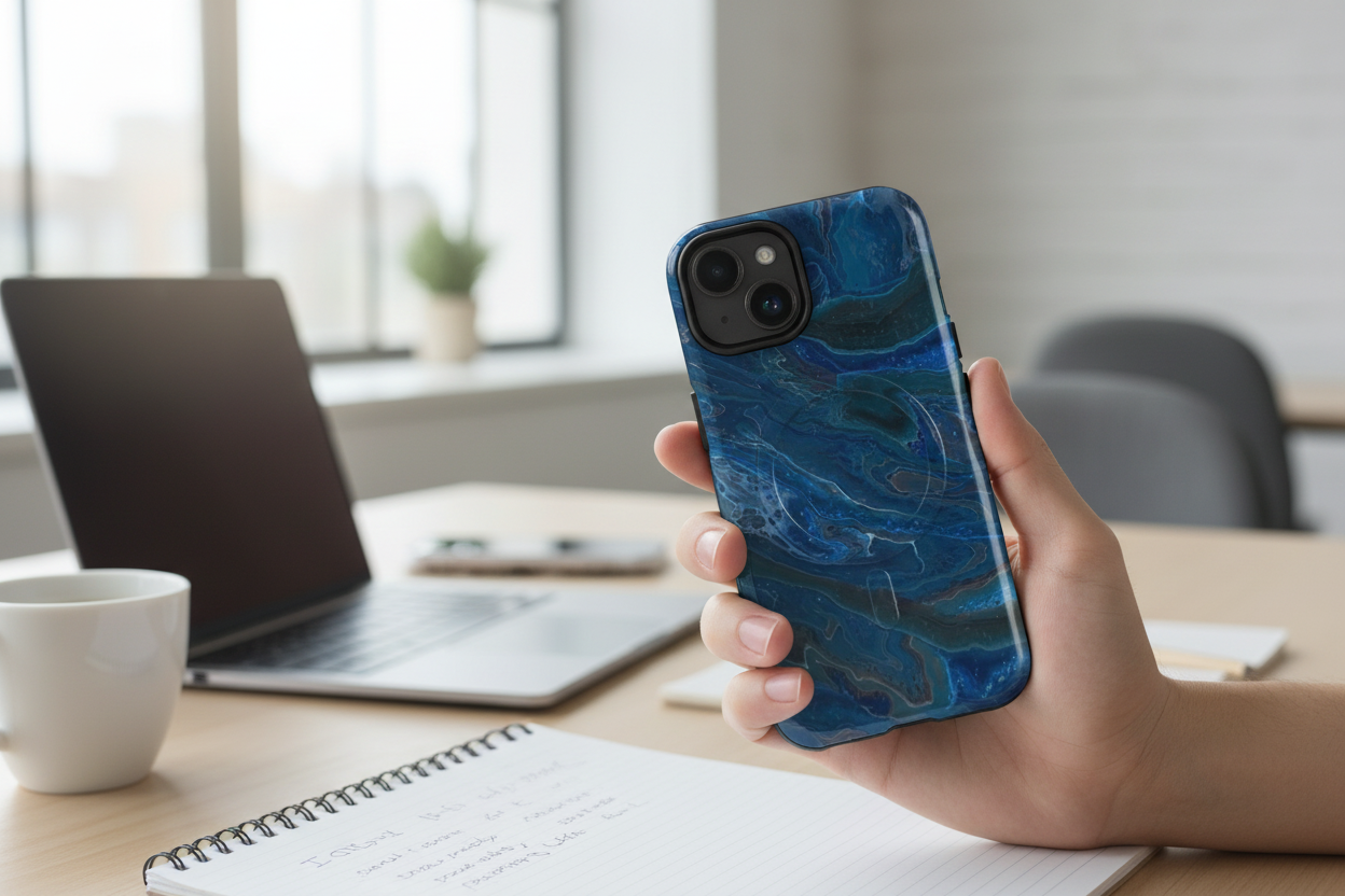 Blue Current Abstract Ocean-Inspired MagSafe® tough case for iPhone®